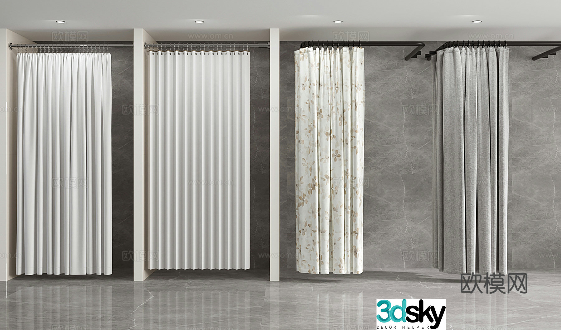 Modern shower curtains bathroom curtains door curtains venetian blinds 3d model