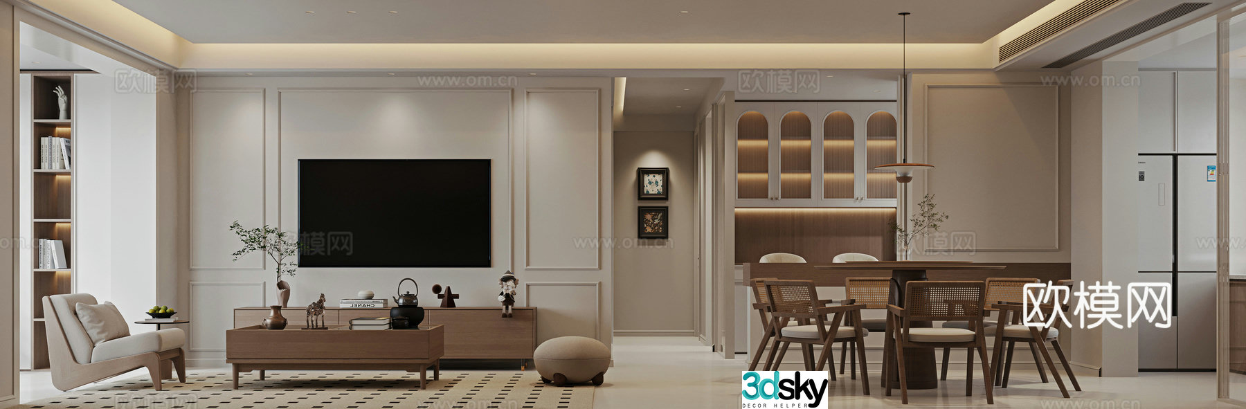 American living room 3d model