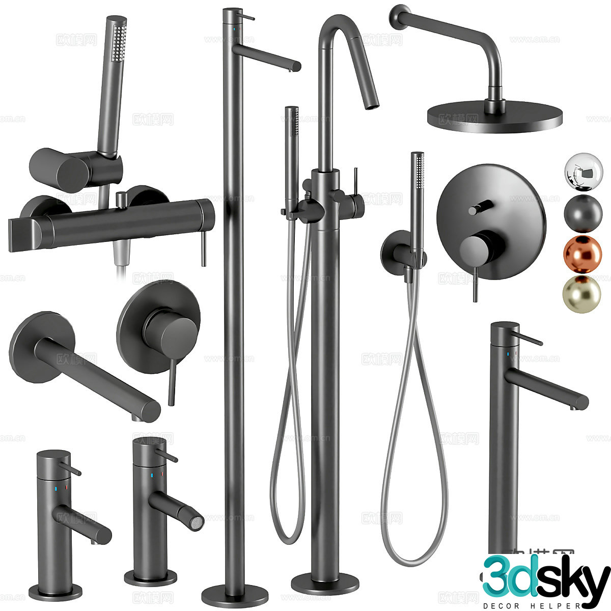 Modern light luxury Vitra Origin faucet and shower shower set 3d model