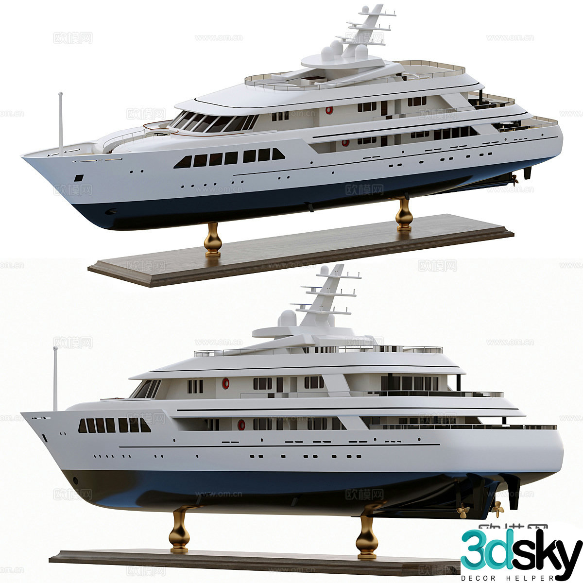Wooden ship model 3d model