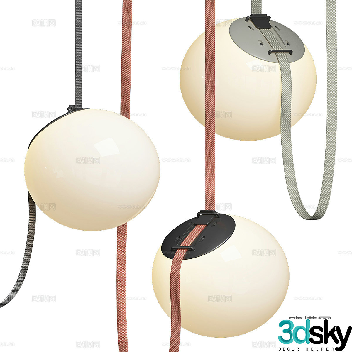 Modern Italian light luxury spherical decorative chandelier 3D model