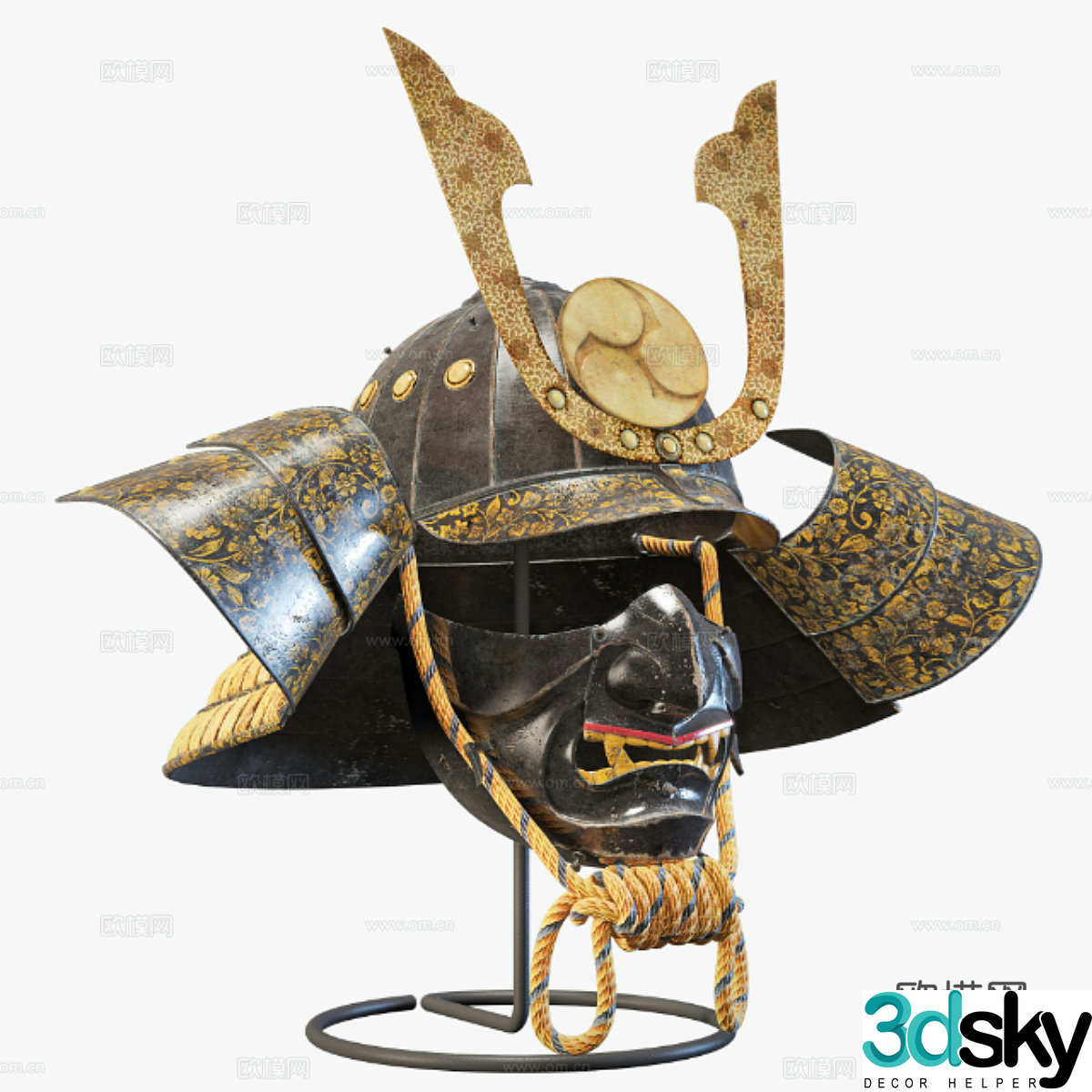 Japanese style Kabuto samurai helmet ornament 3d model