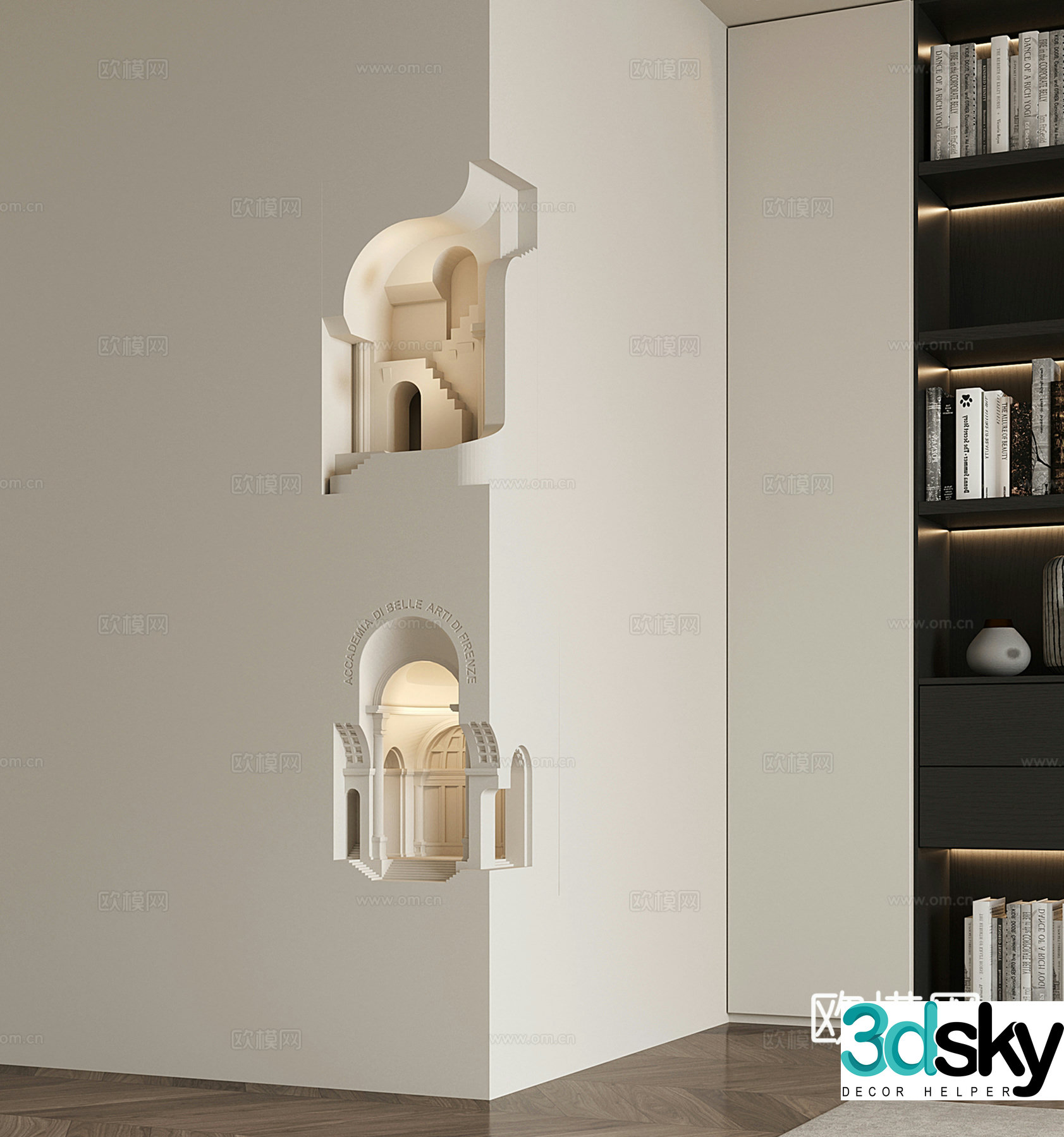 French creative corner plaster lamp recessed wall lamp corner lamp palace niche lamp 3d model