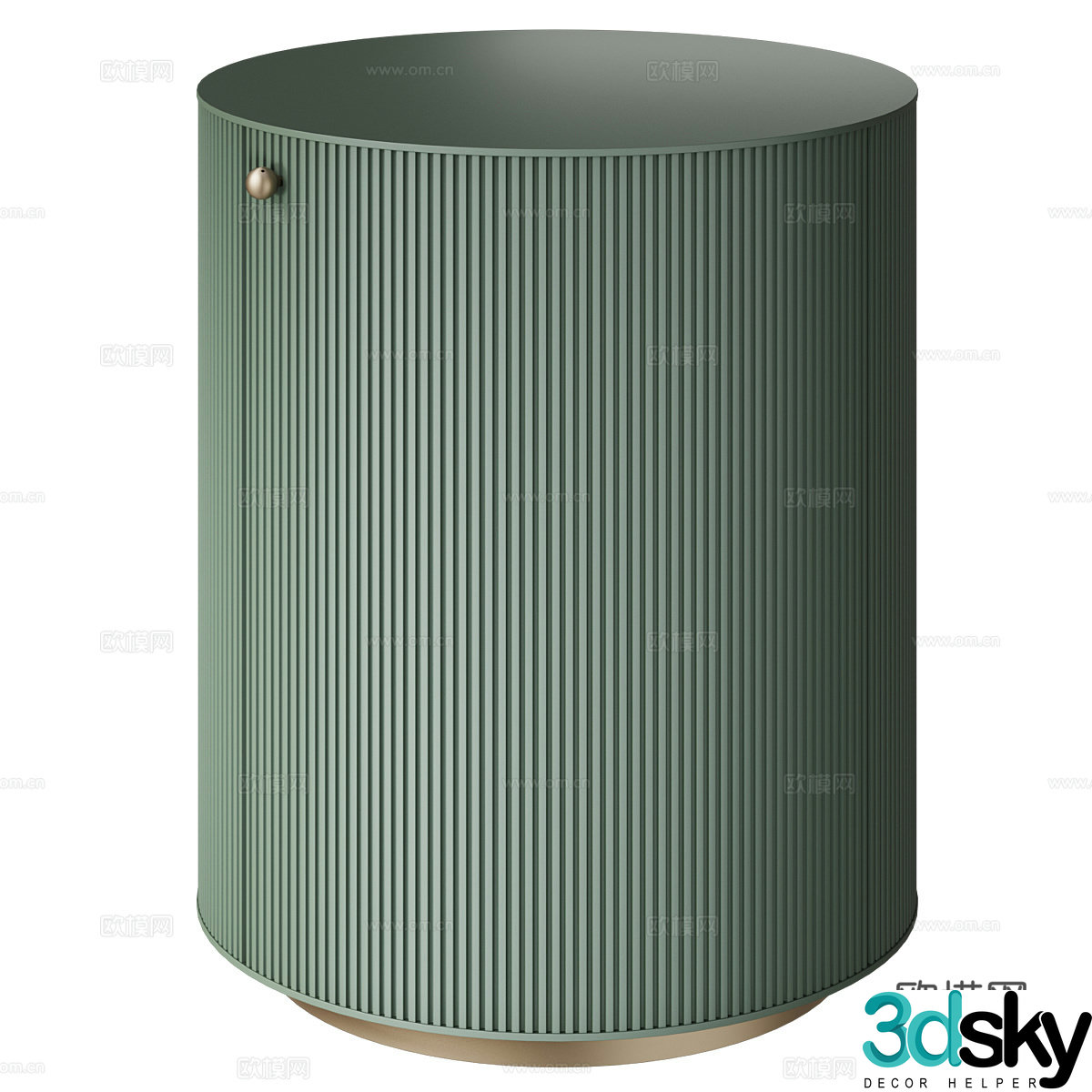 Modern cream style round bedside table 3d model