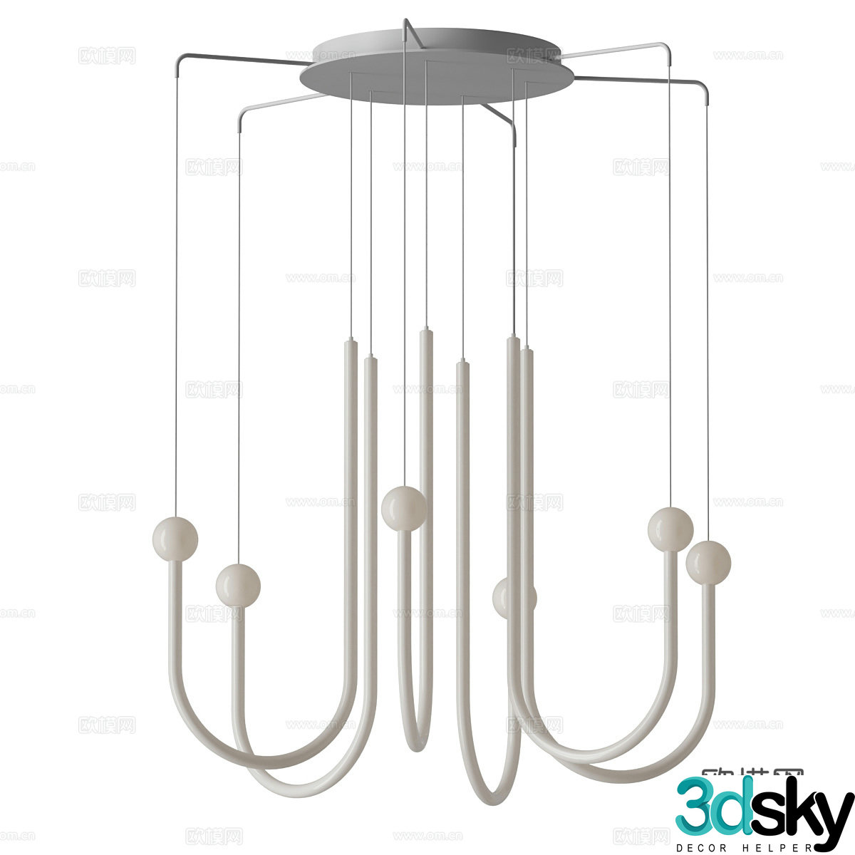 Modern Cream Style Decorative Chandelier 3d Model