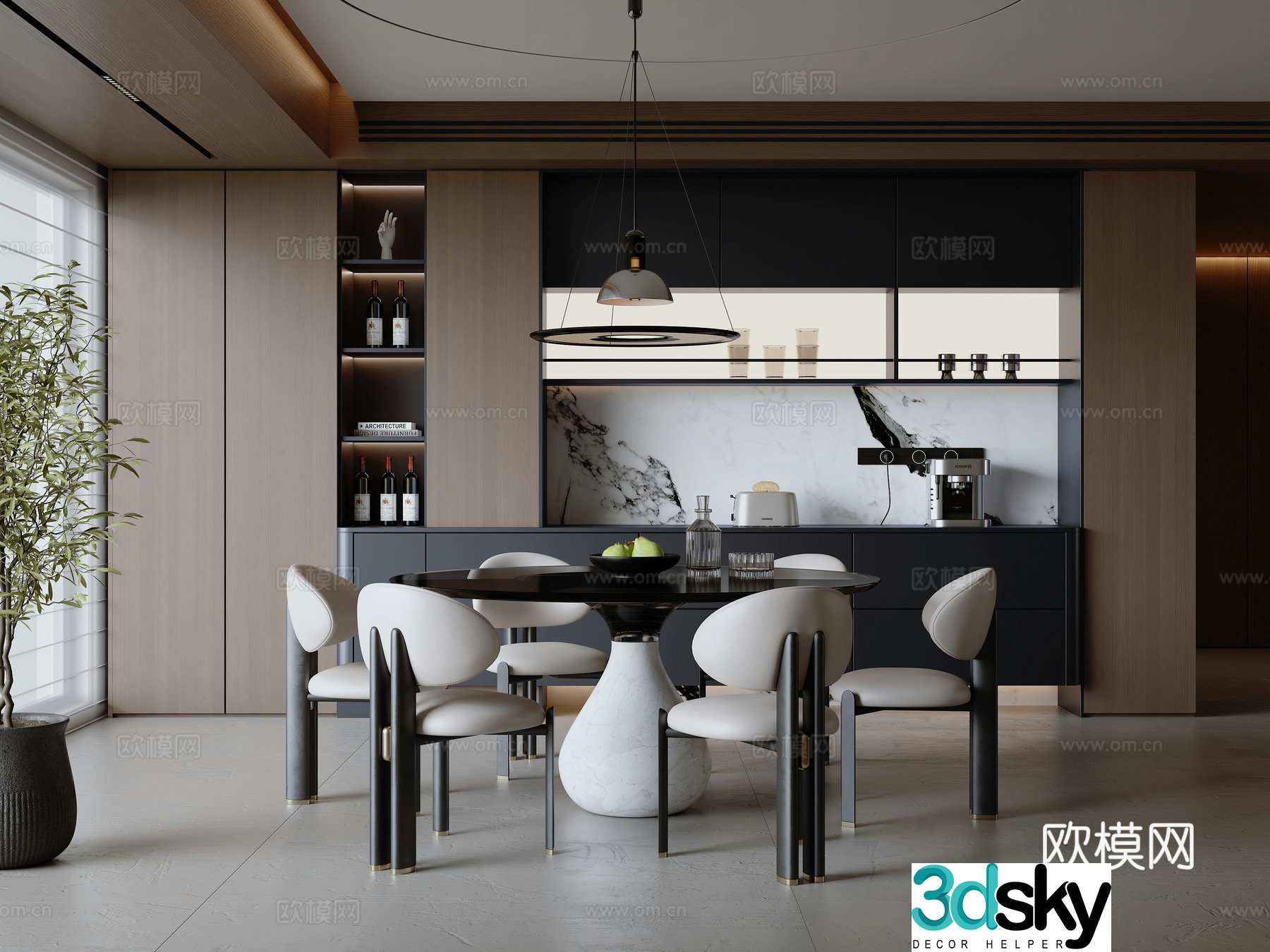 Modern minimalist Italian restaurant 3D model
