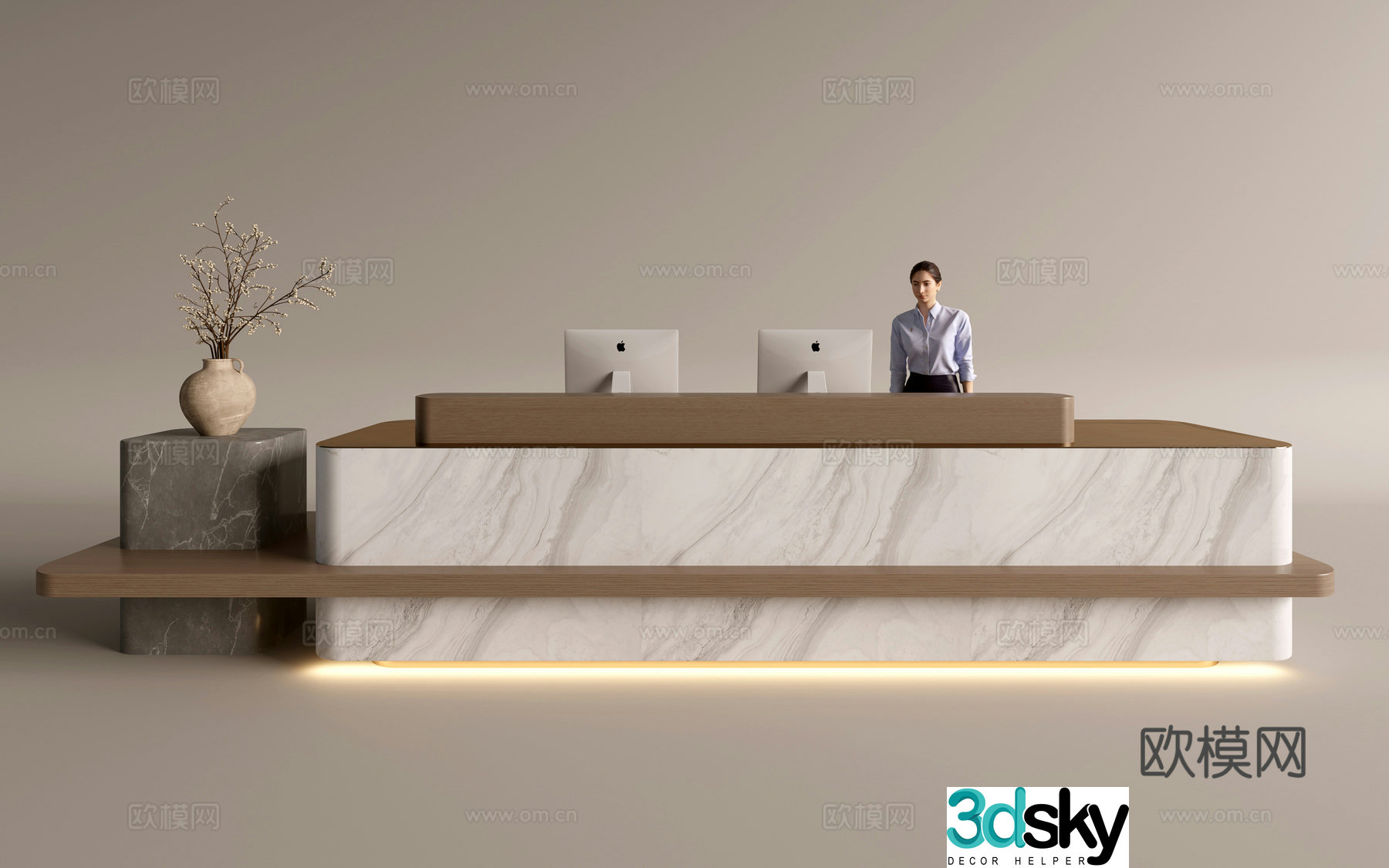 Modern company front desk reception area bar reception desk service desk 3d model