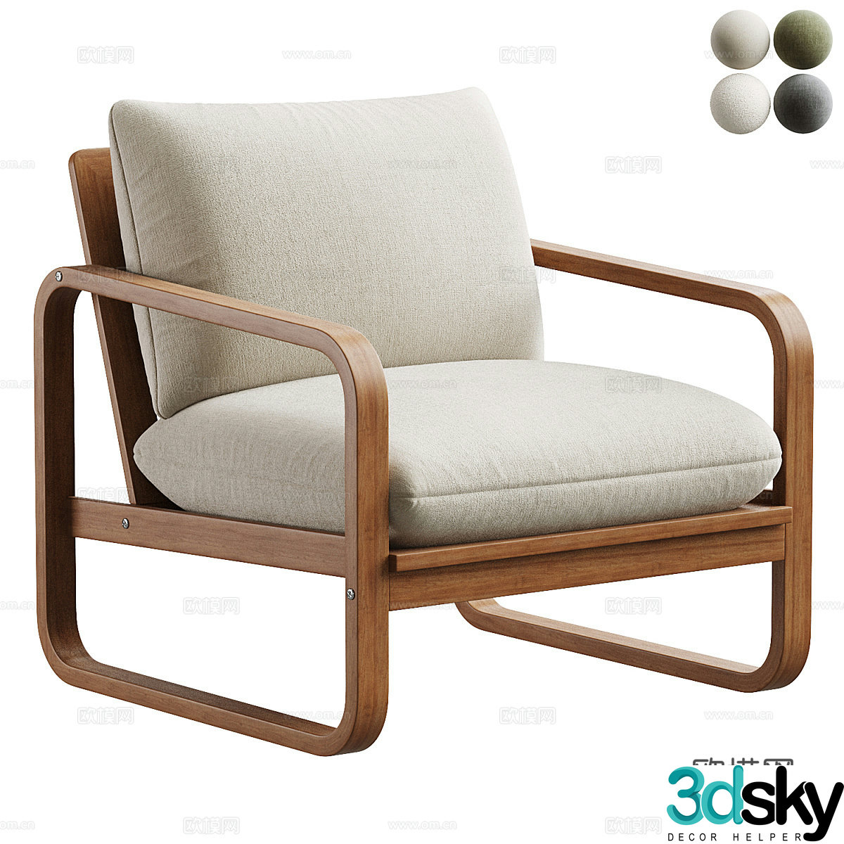 New Chinese style Sacaleta solid chair 3d model