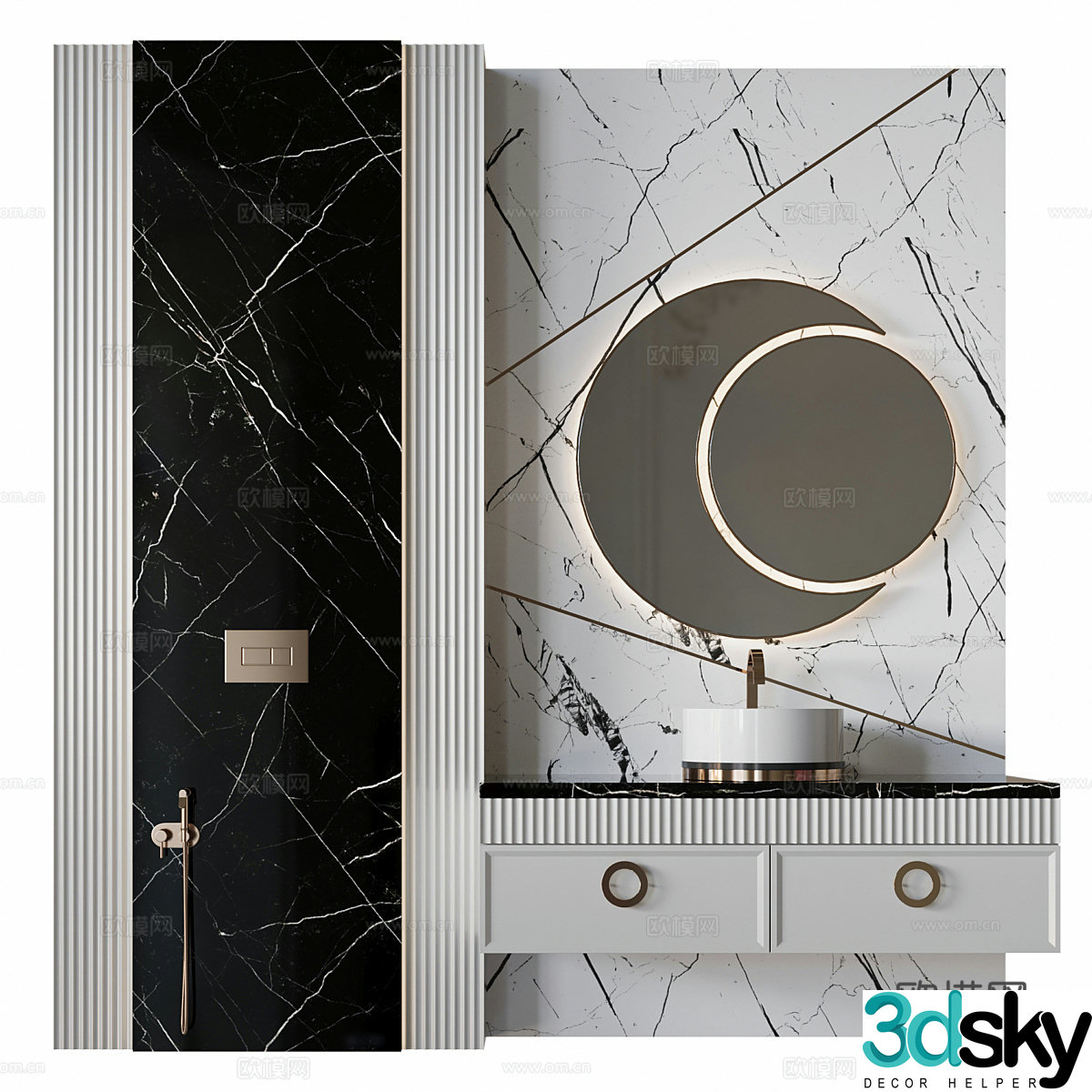 Modern light luxury bathroom cabinet 3D model