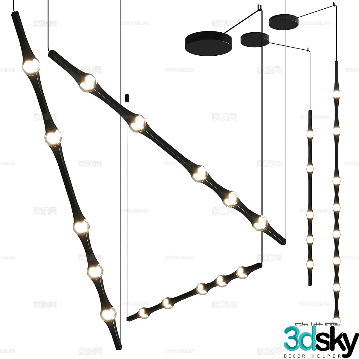 Modern minimalist decorative chandeliers 3d model