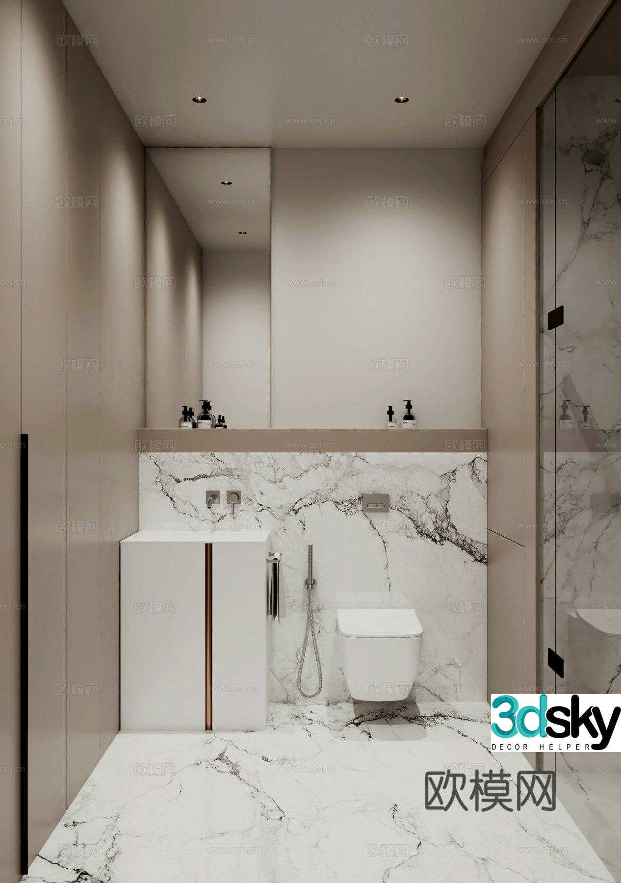 Modern minimalist bathroom 3d model