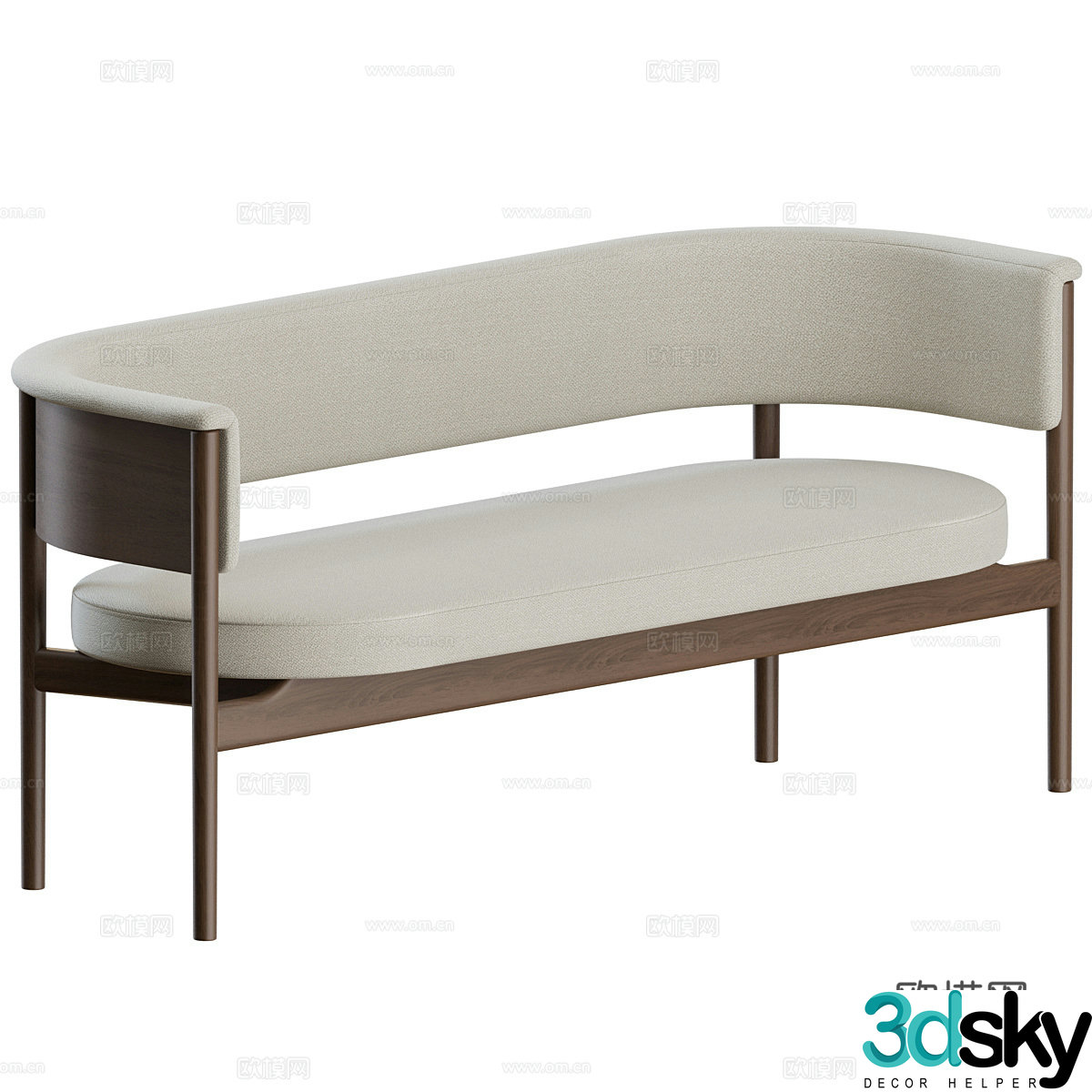 New Chinese style fabric double sofa casual sofa 3D model