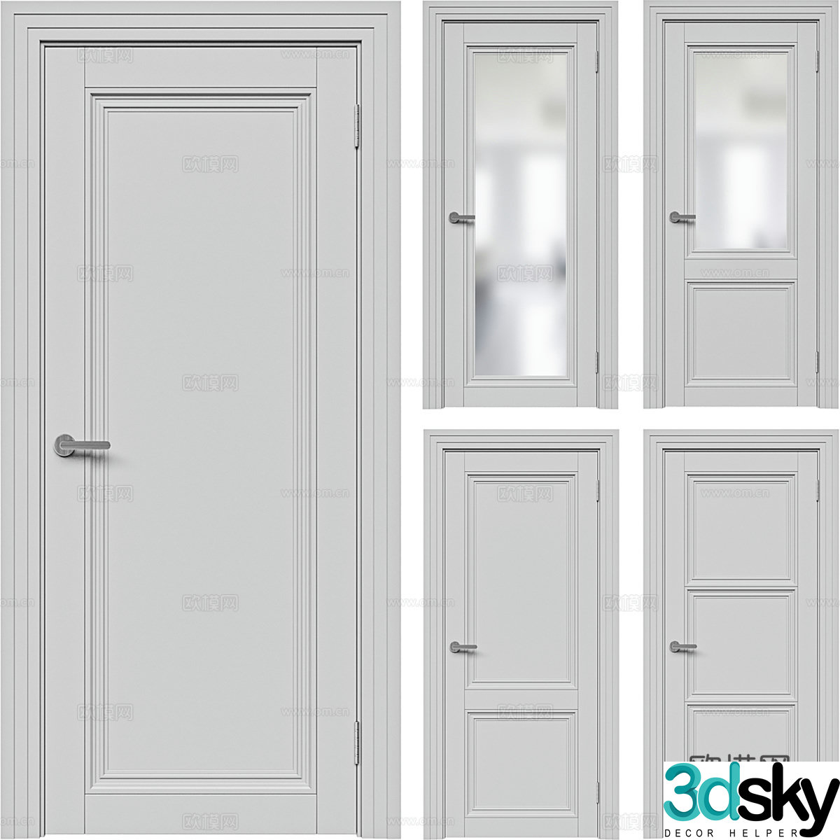 Modern indoor single door 3D model