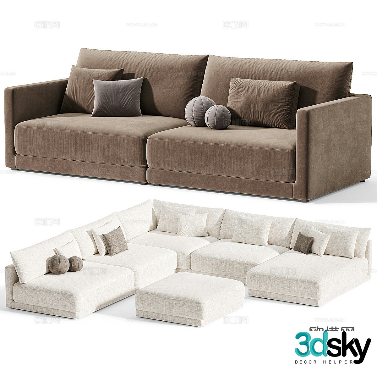 Fabric sofa L-shaped sofa right-angle sofa corner sofa double sofa casual sofa 3D model
