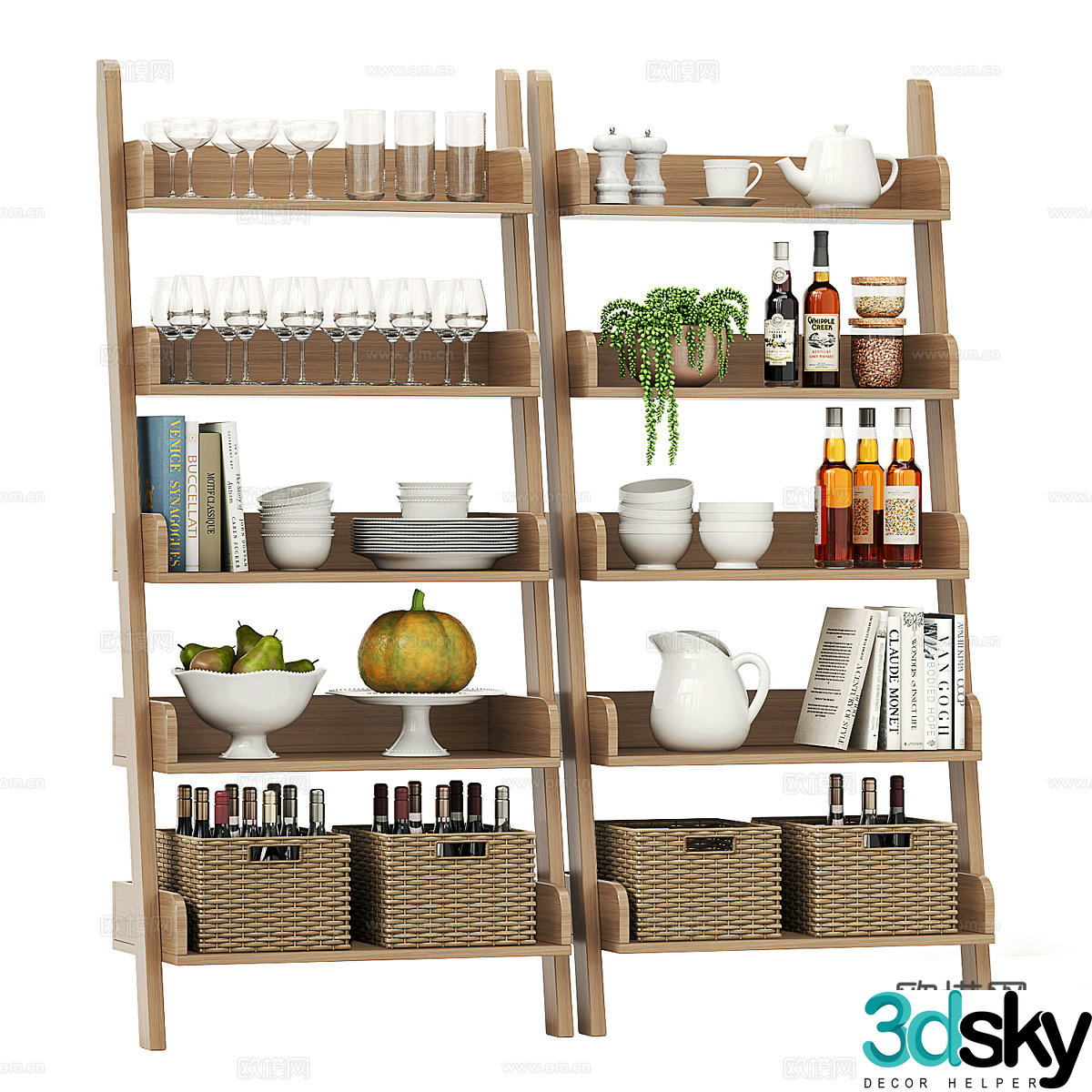 Pottery Barn Studio Bookshelf Ladder 3D Model