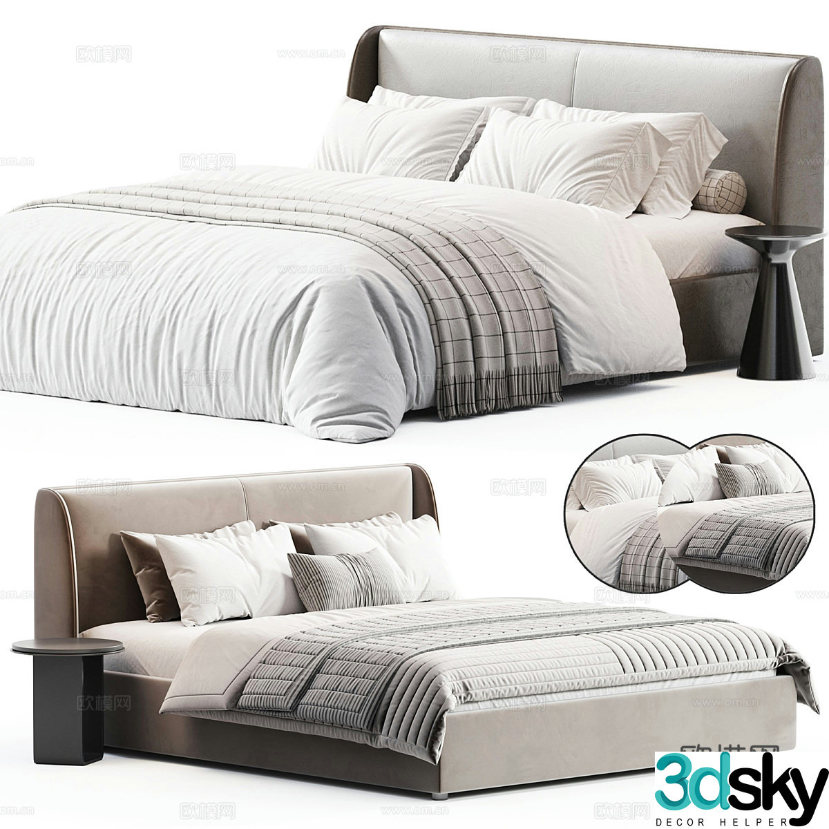 Modern Italian Atlanta Double Bed 3D Model