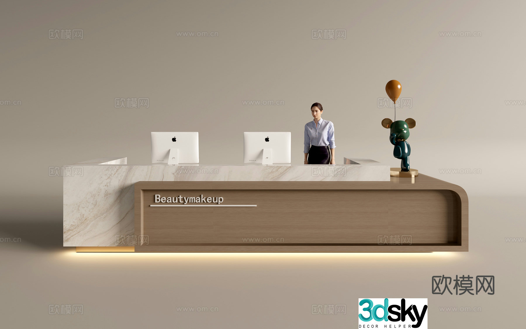 Modern company front desk reception area bar reception desk service desk 3d model