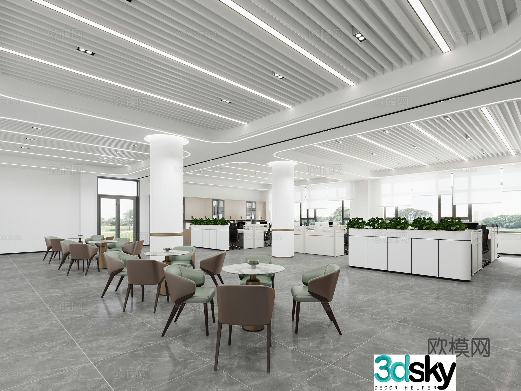 Office Employee Office Area Open Office Negotiation Table 3D Model
