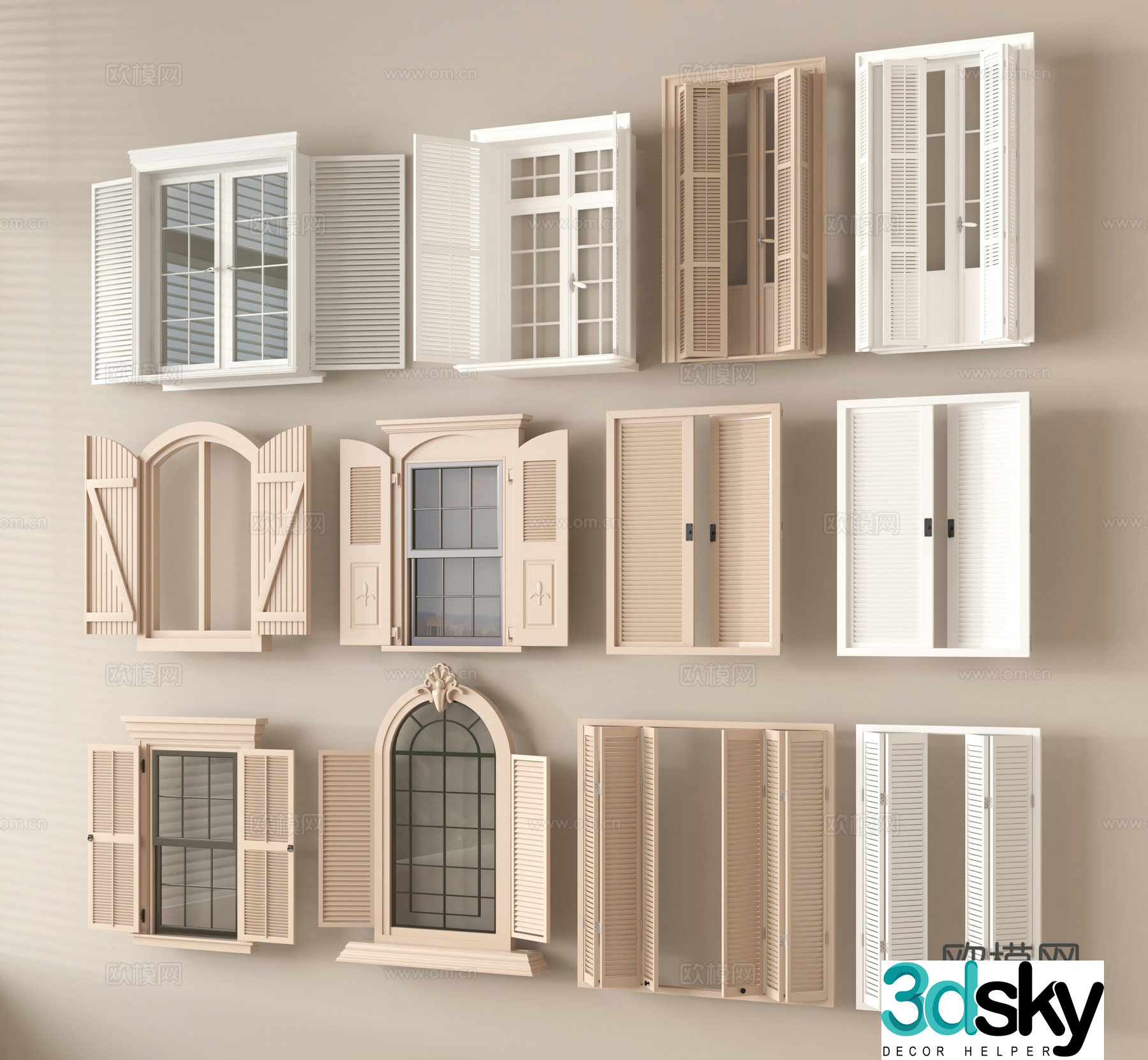 Modern window blinds casement blinds 3d model