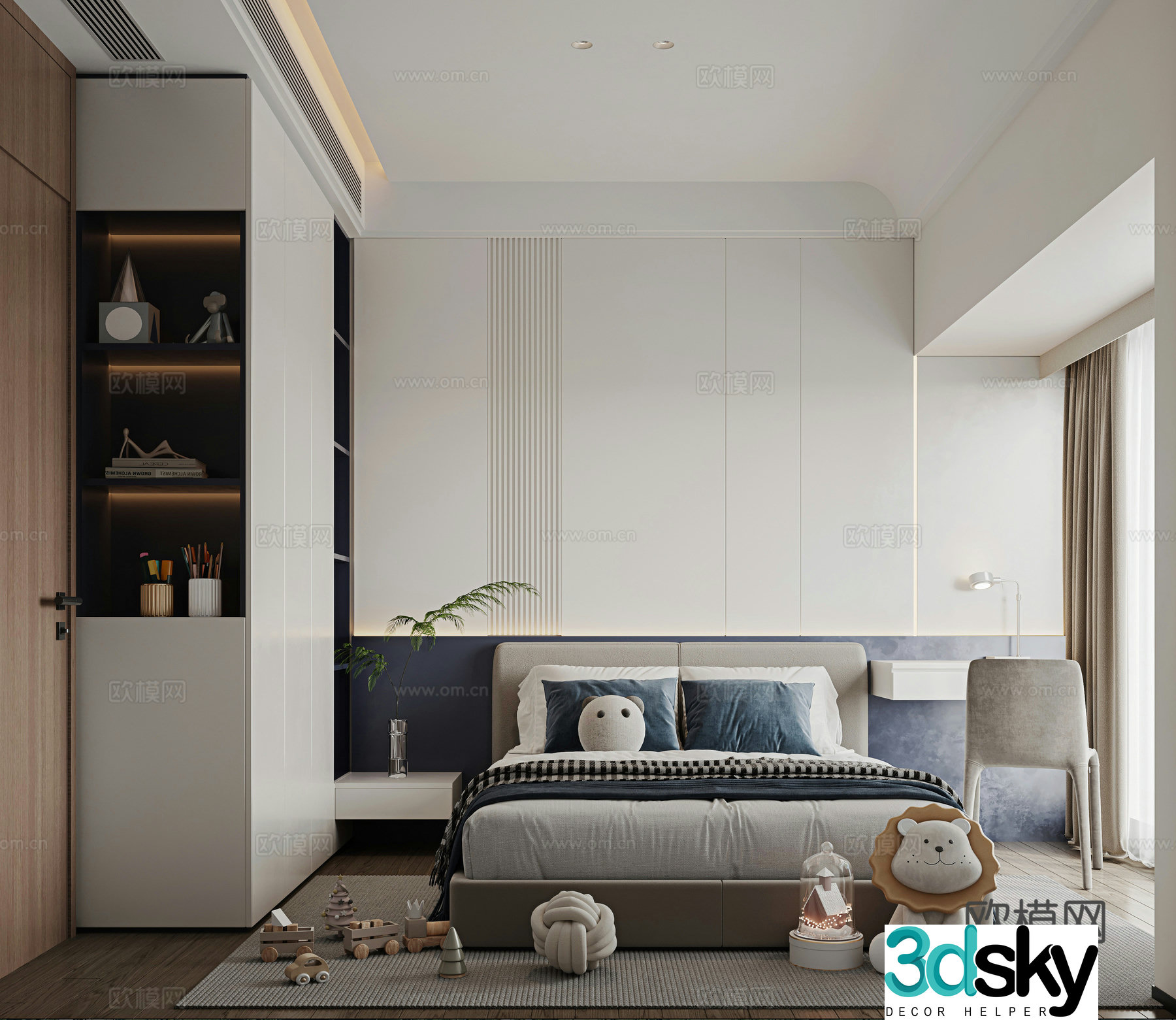 Modern kids room boys room 3d model