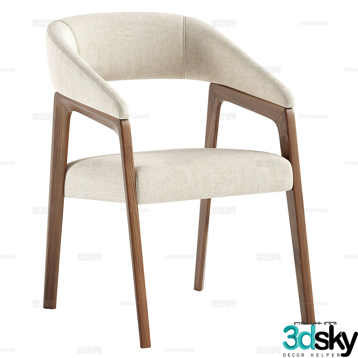 New Chinese Clive dining chair 3D model