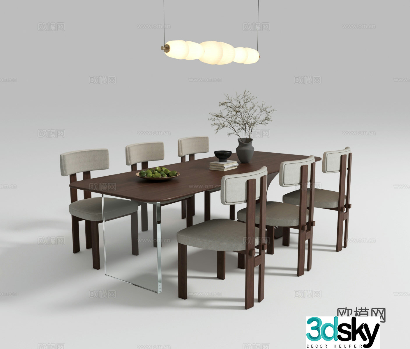 French medieval dining table and chair combination 3D model