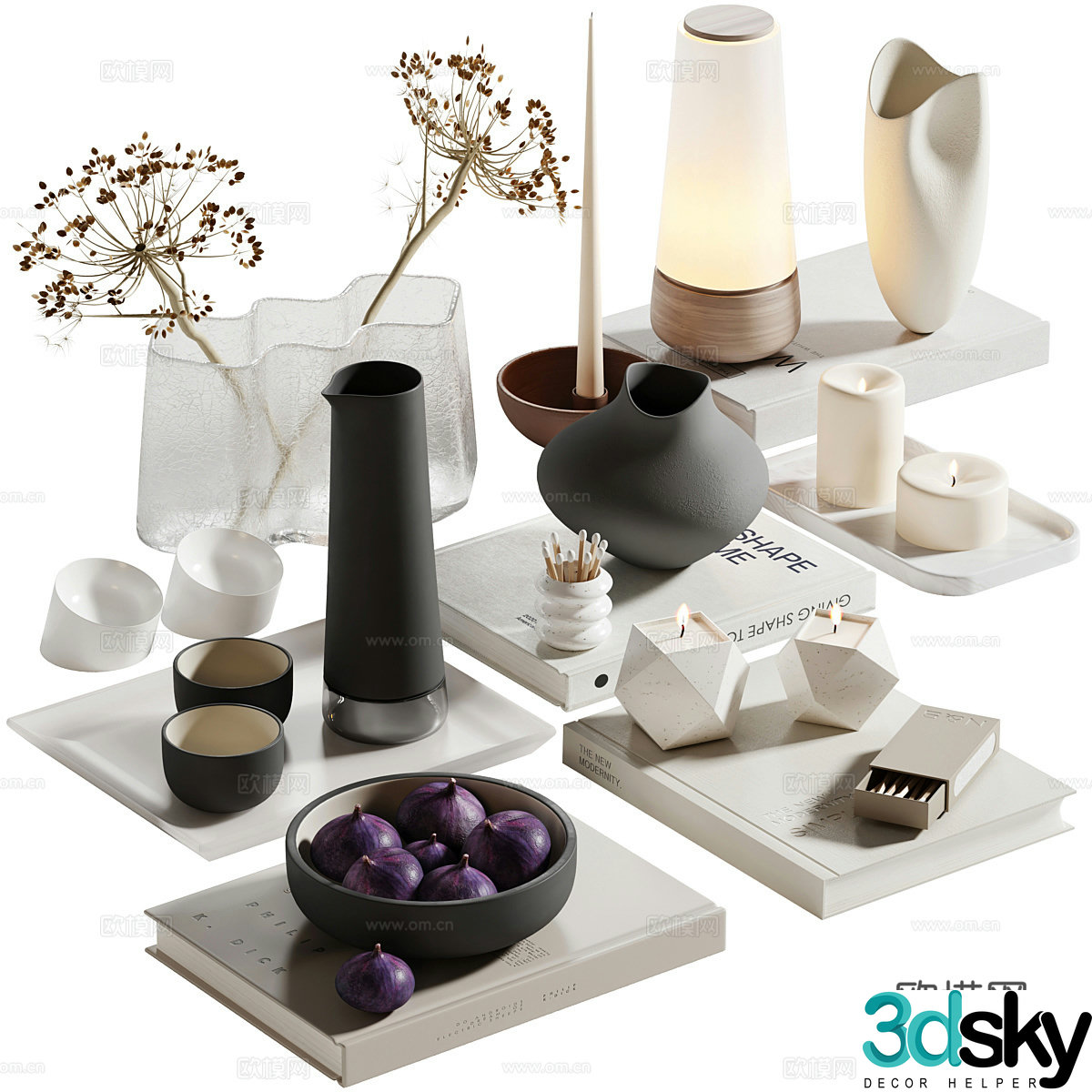 Modern cream style ornament combination 3d model