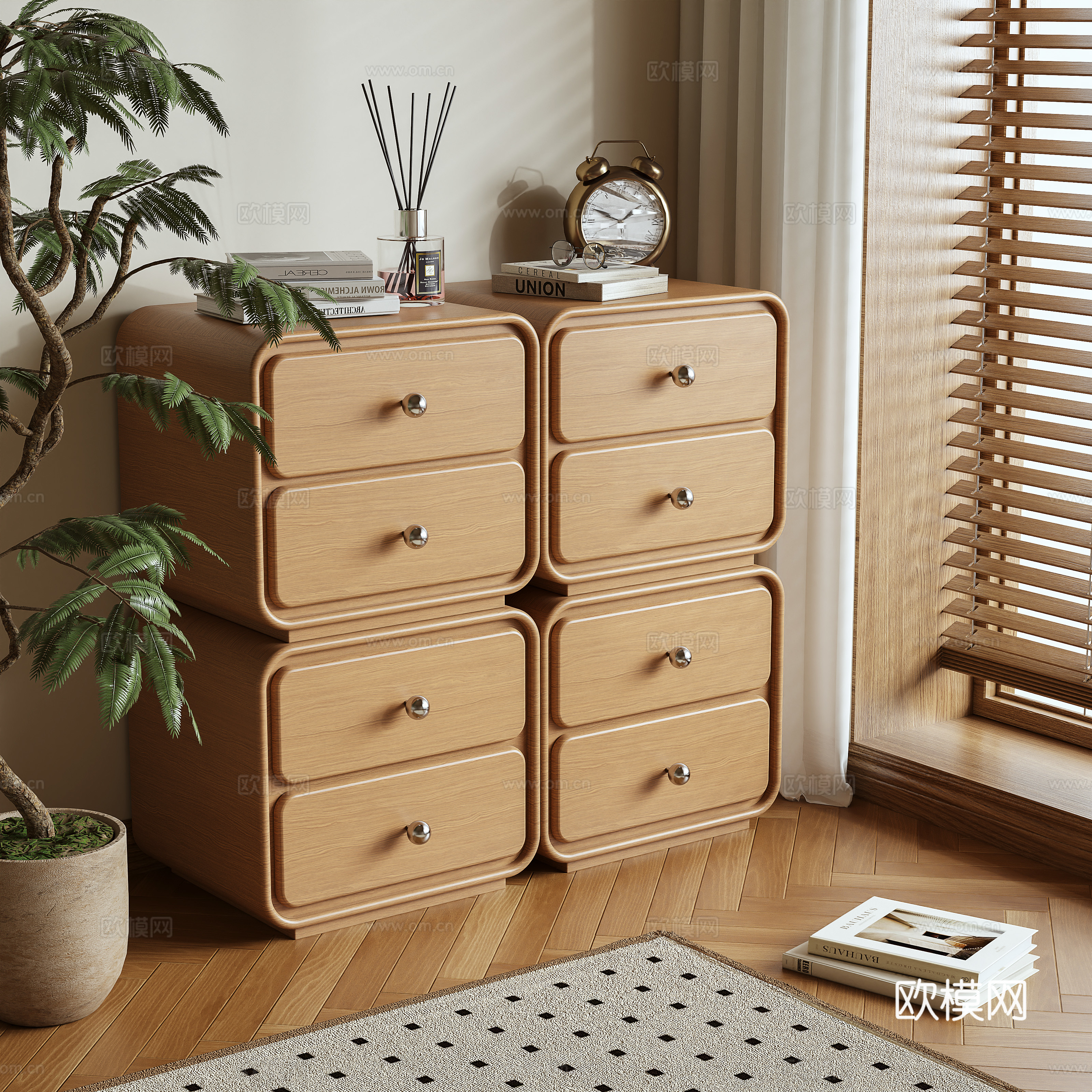 Log wind edge cabinet storage cabinet combination cabinet 3d model