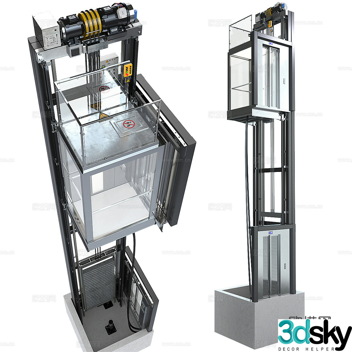 Modern elevator sightseeing elevator 3d model