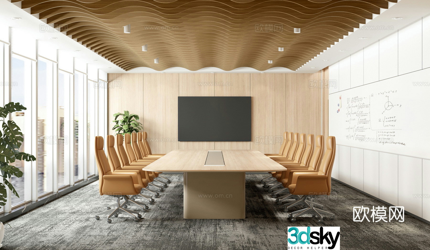 Modern conference room training room video conference room 3d model