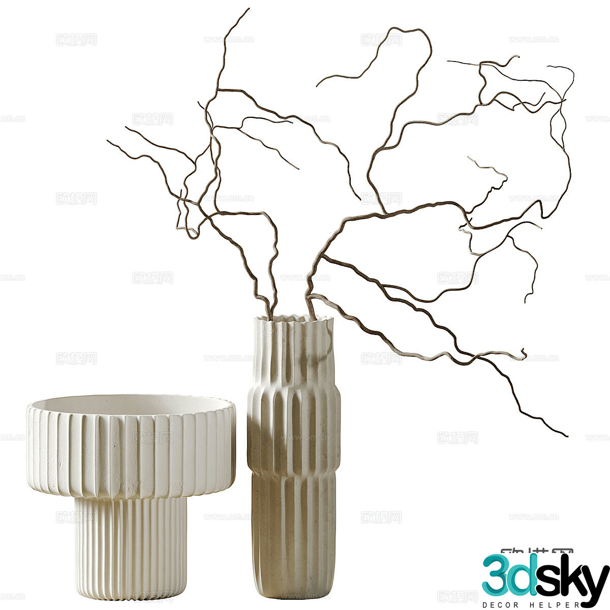 New Chinese vase flower art dry branch 3D model
