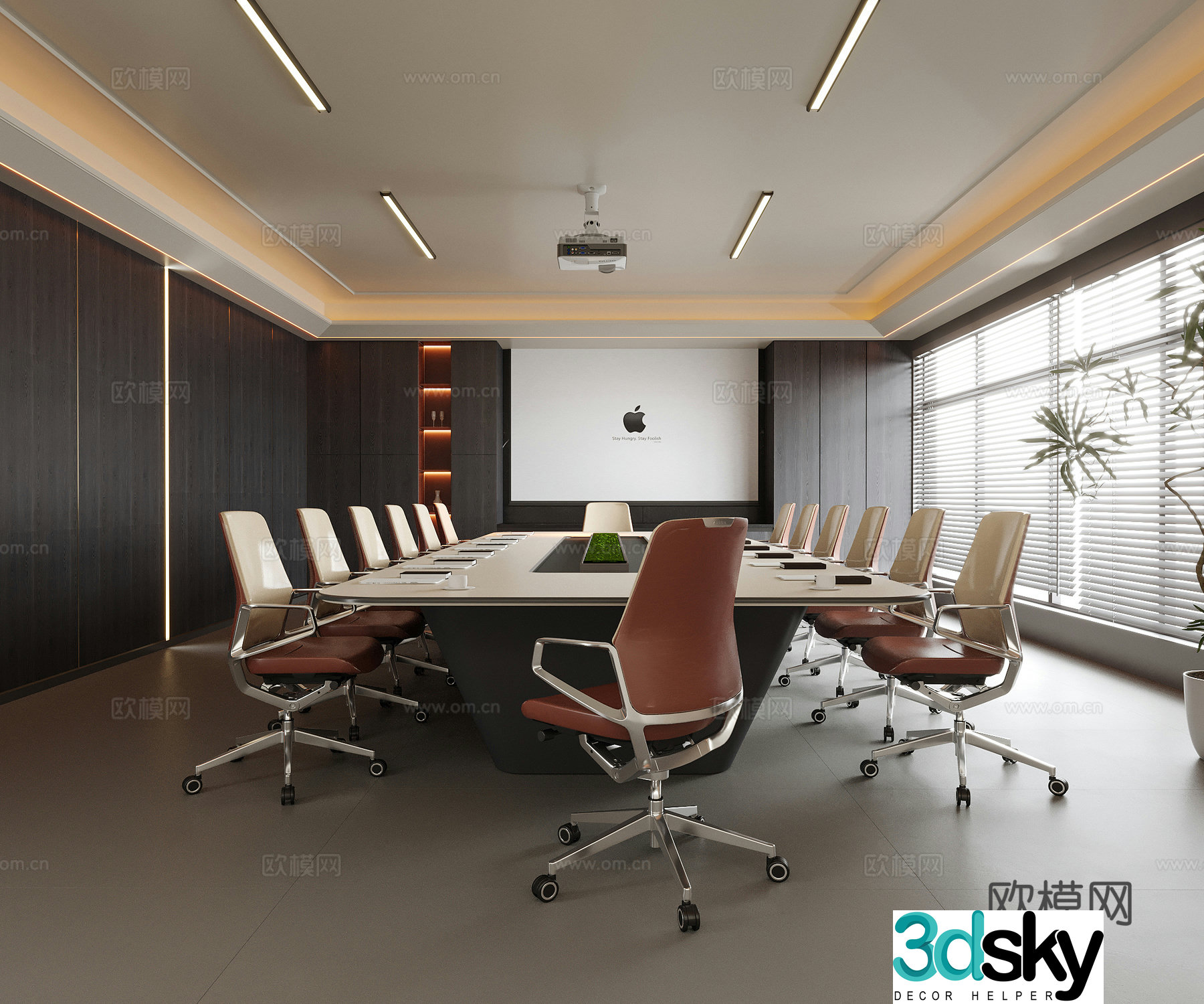 Modern conference room conference table chair office chair conference table 3d model