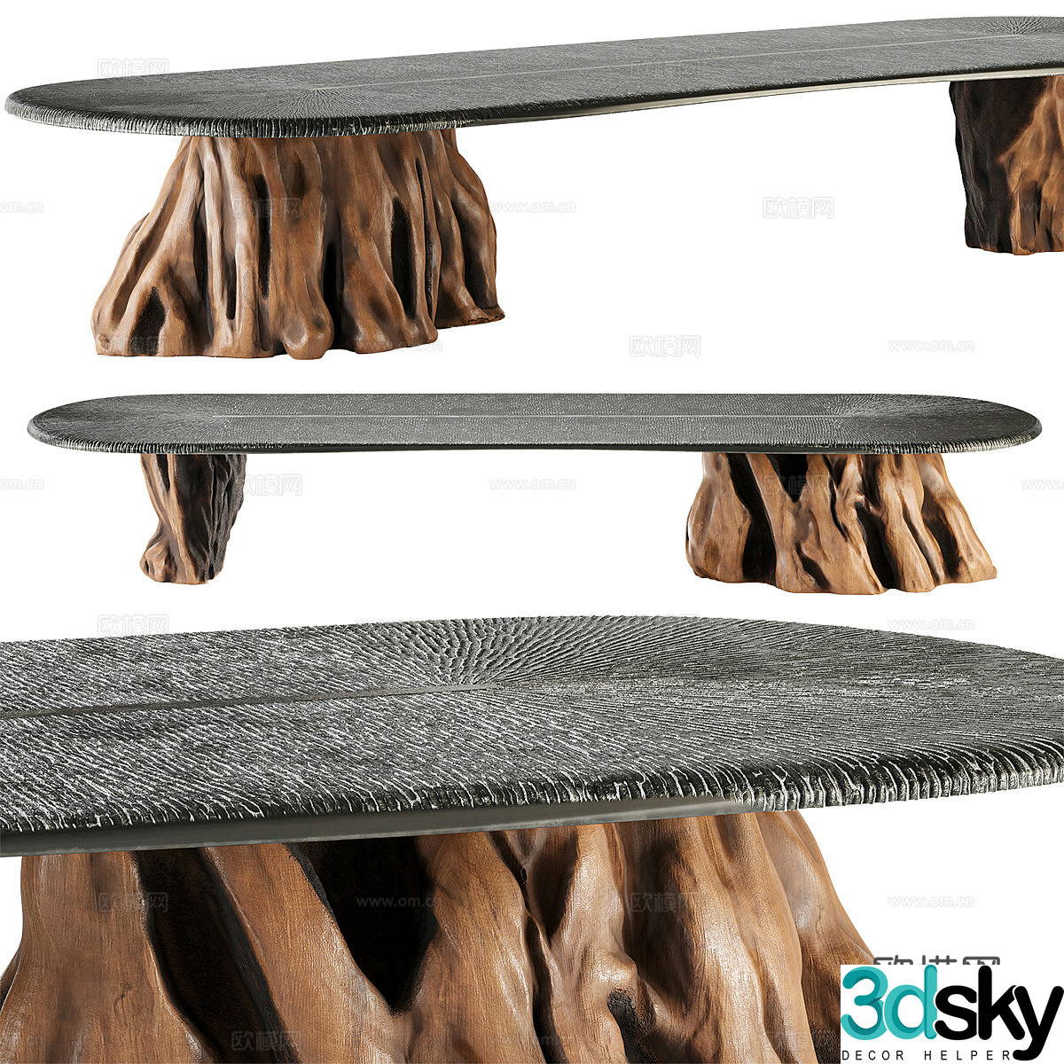 New Chinese style Wasabi Tea Table Tea Table 3D Model