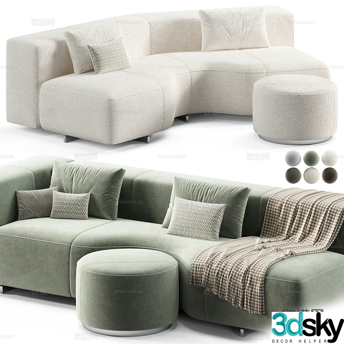 Modern Italian Minotti Yves sofa 3d model
