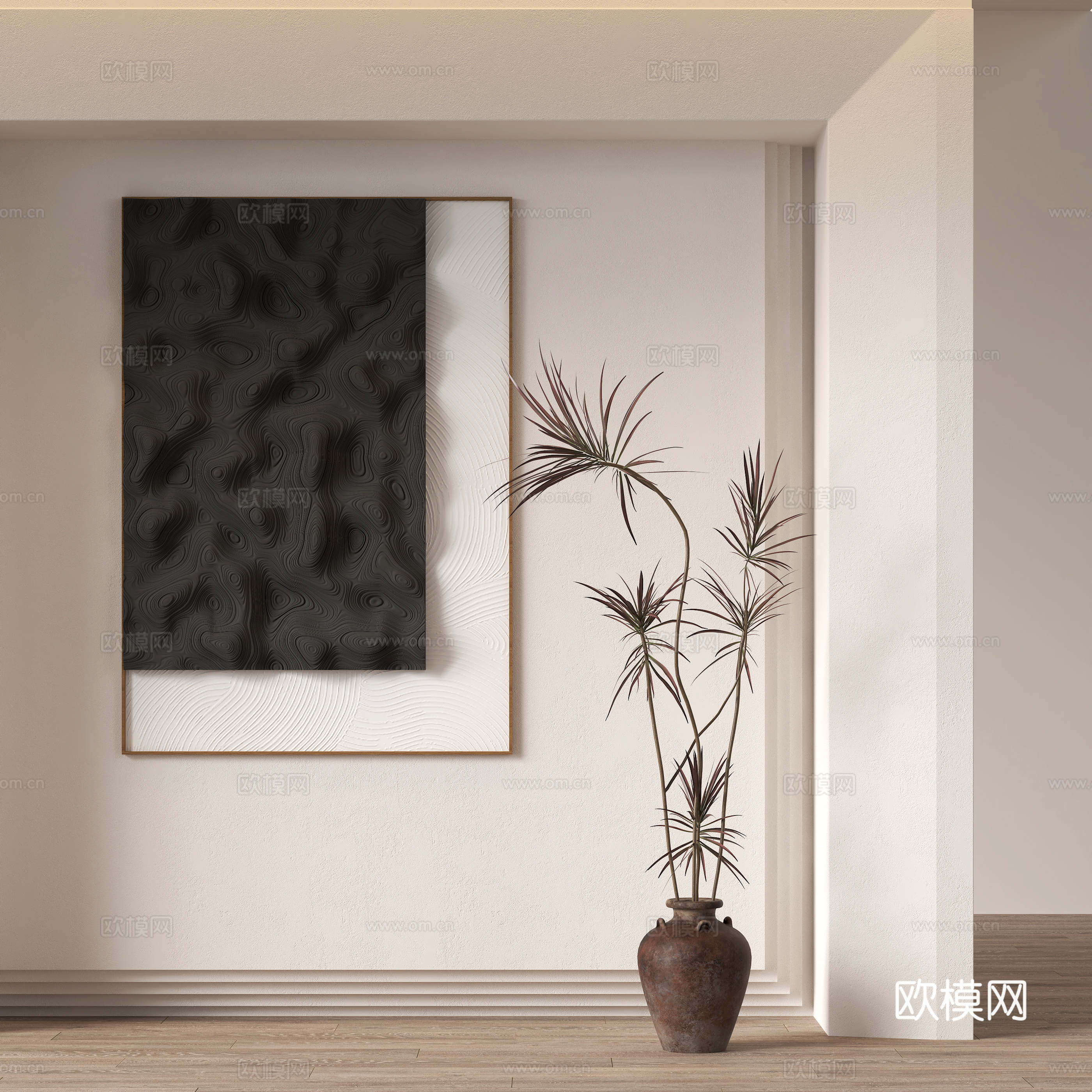 Wasabi Chinese style hanging paintings green plant potted plants 3D model