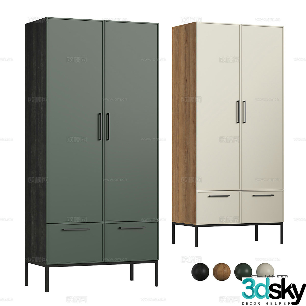 Modern Nordic Berber Nicole Finished Wardrobe 3D Model