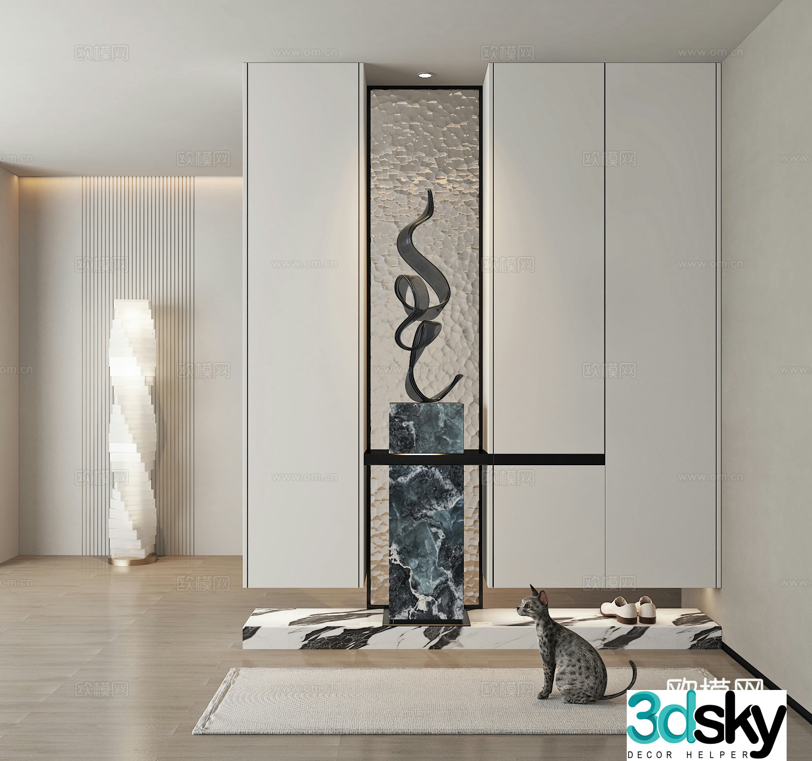 Modern porch cabinet shoe cabinet partition shoe cabinet 3d model
