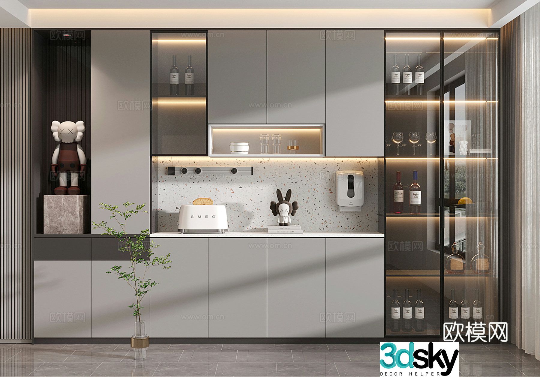 Modern wine cabinet side wine cabinet 3d model