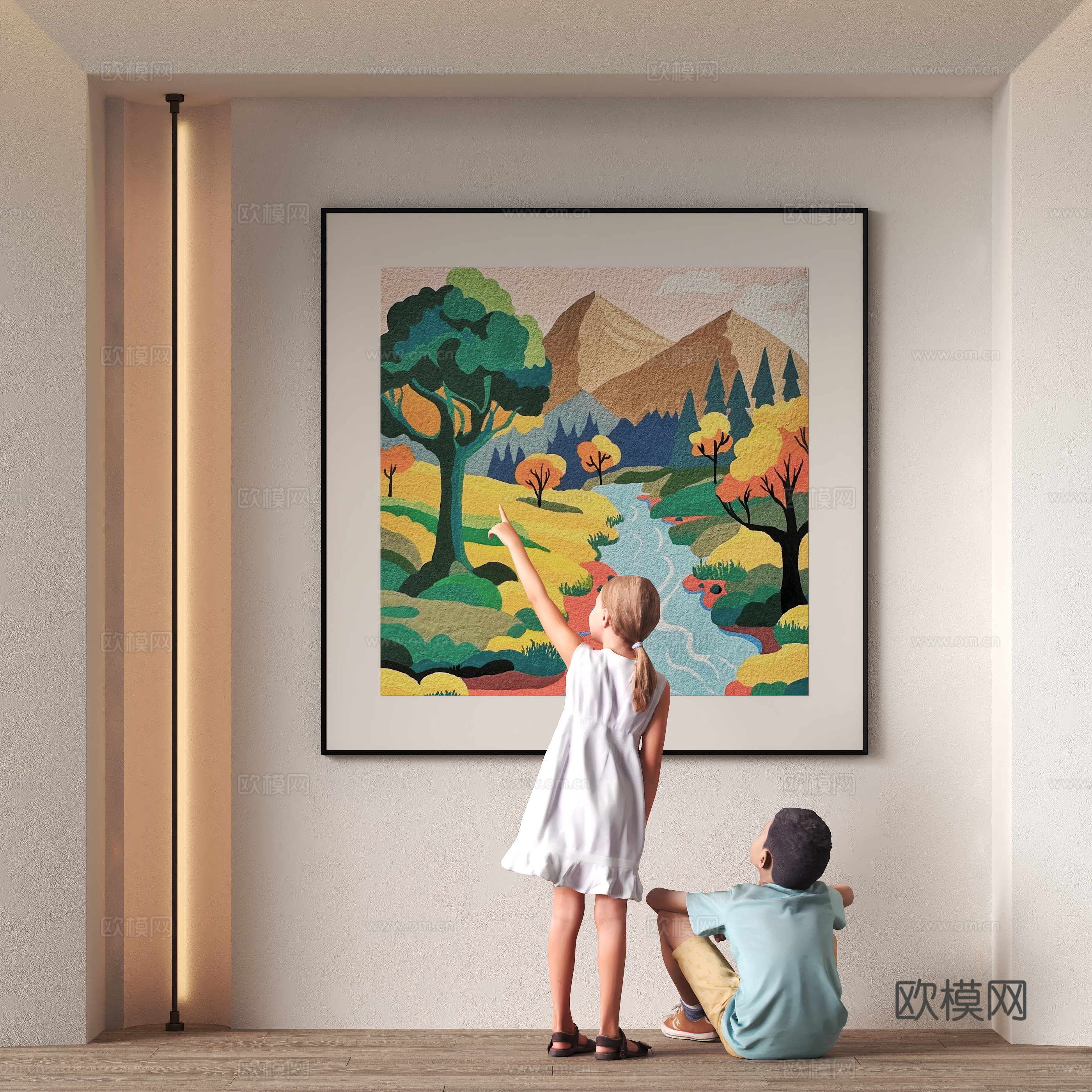 Modern decorative hanging painting 3d model
