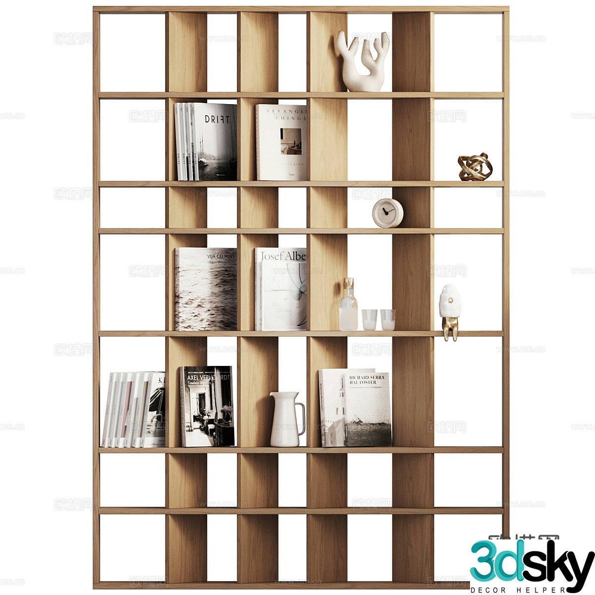 New Chinese style decorative shelf bookshelf 3D model