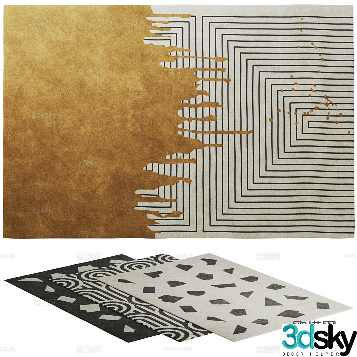 New Chinese style fabric carpet 3D model