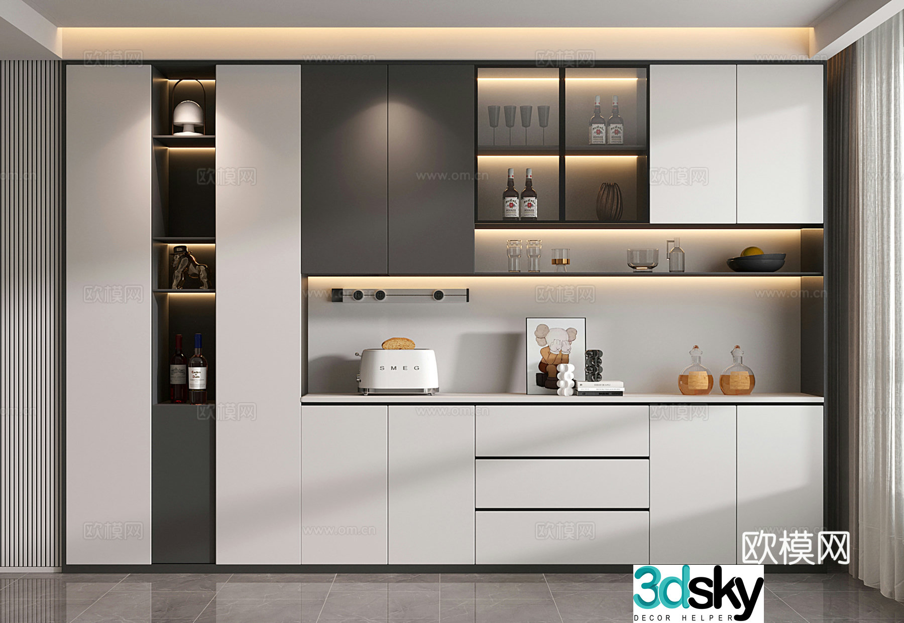 Modern wine cabinet 3d model