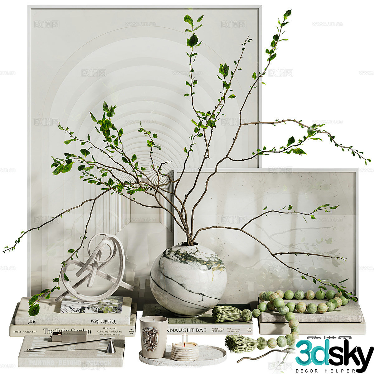 Decorative set with vase branches ch43d model