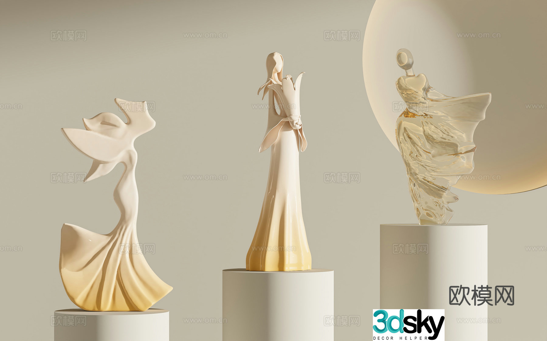 French cream sculpture ornaments plaster ornaments Art sculpture Abstract sculpture Light luxury sculpture 3d model
