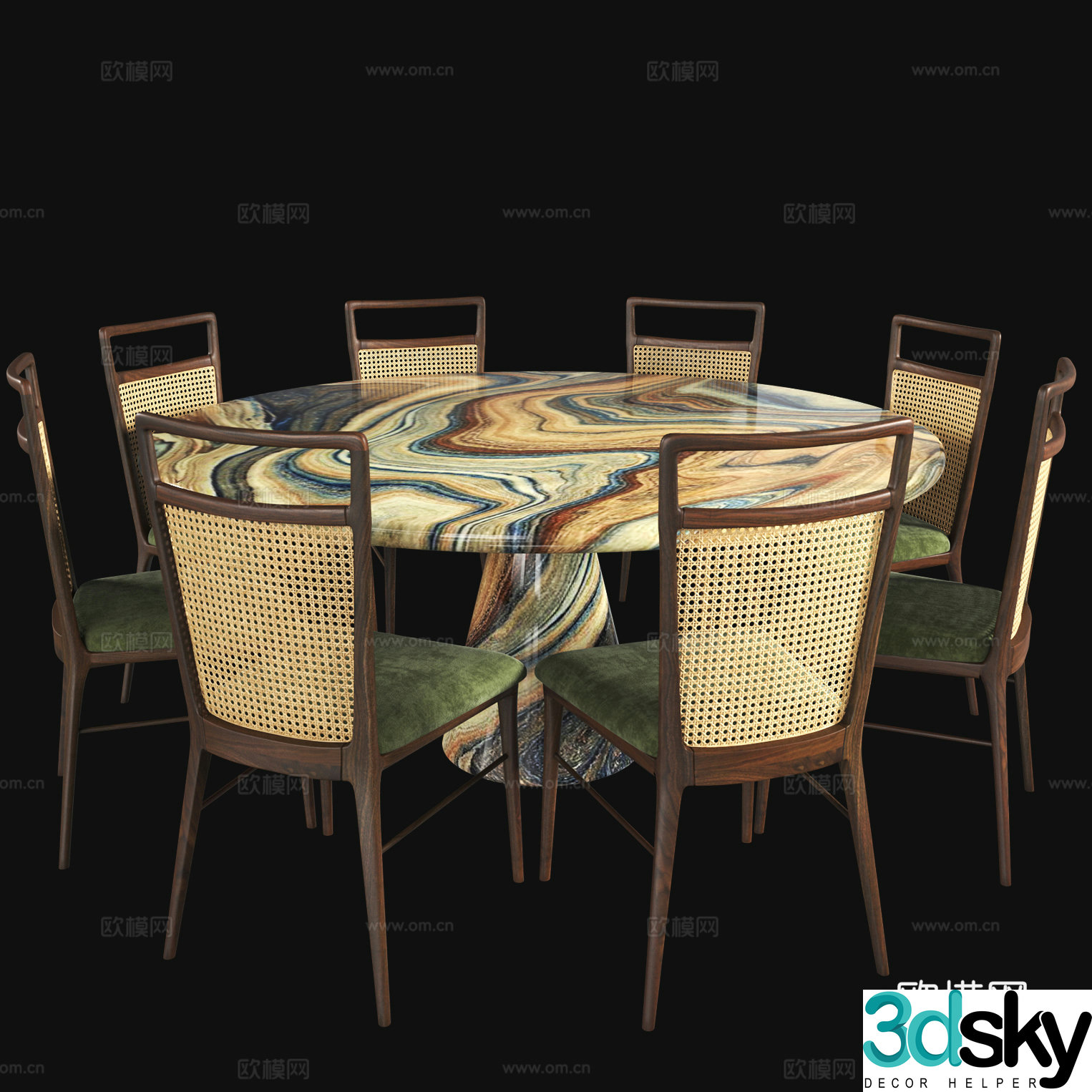 Dining table and dining chair 3d model