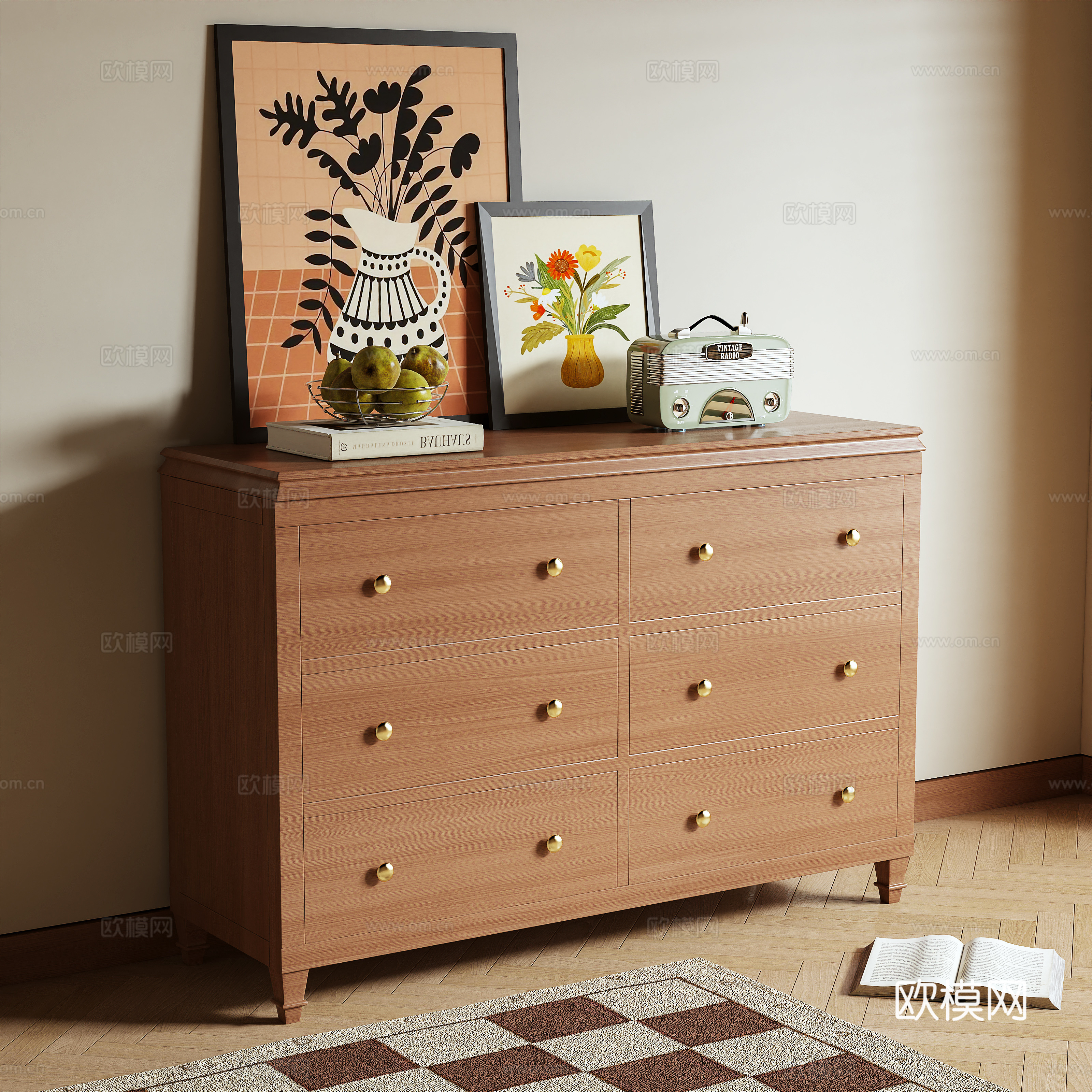 Log wind cabinet entrance cabinet side cabinet 3D model
