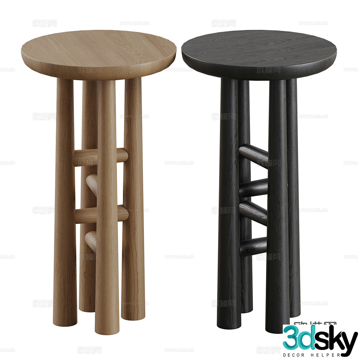 New Chinese style Wasabi Star fruit bar chair 3D model