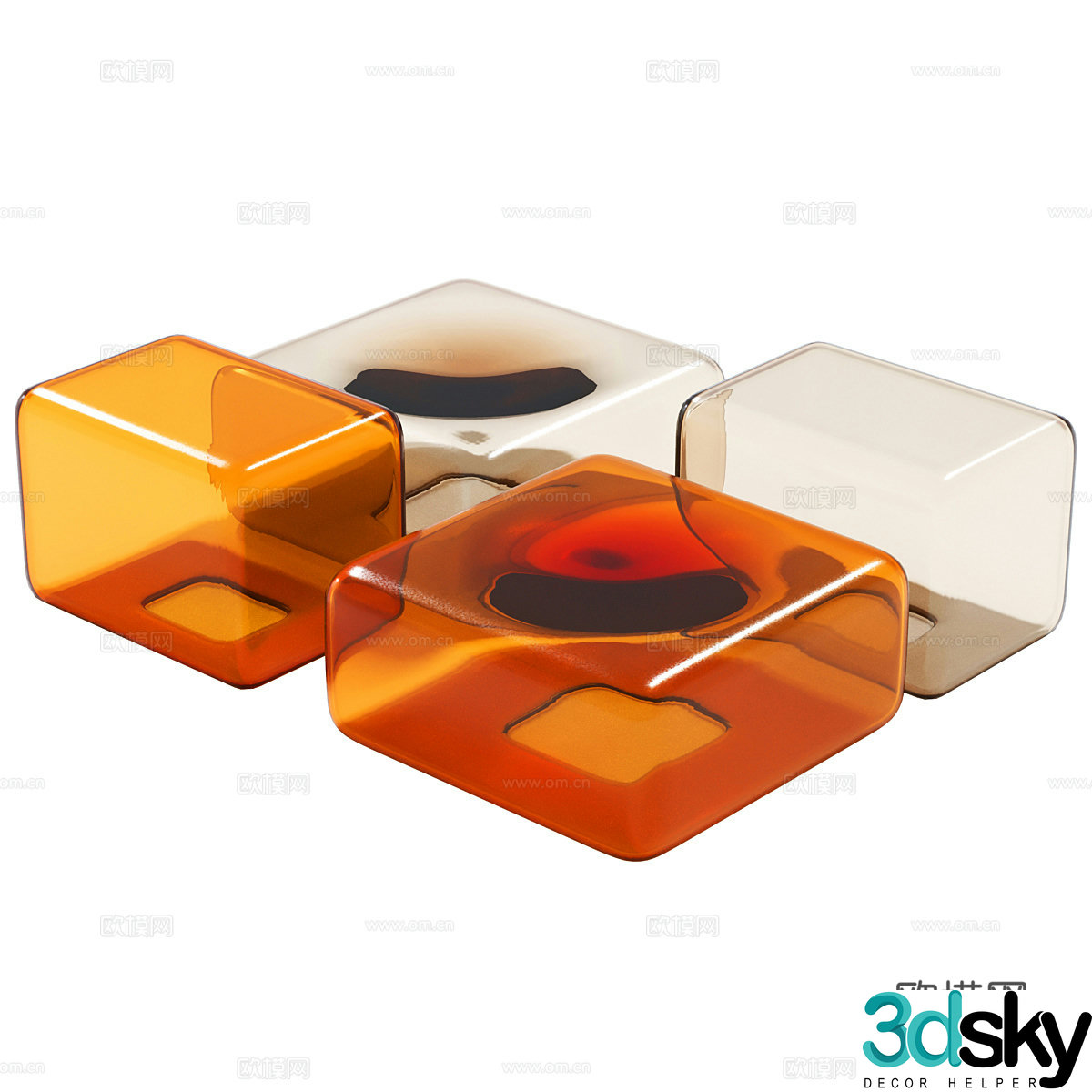 Modern Italian acrylic coffee table 3d model