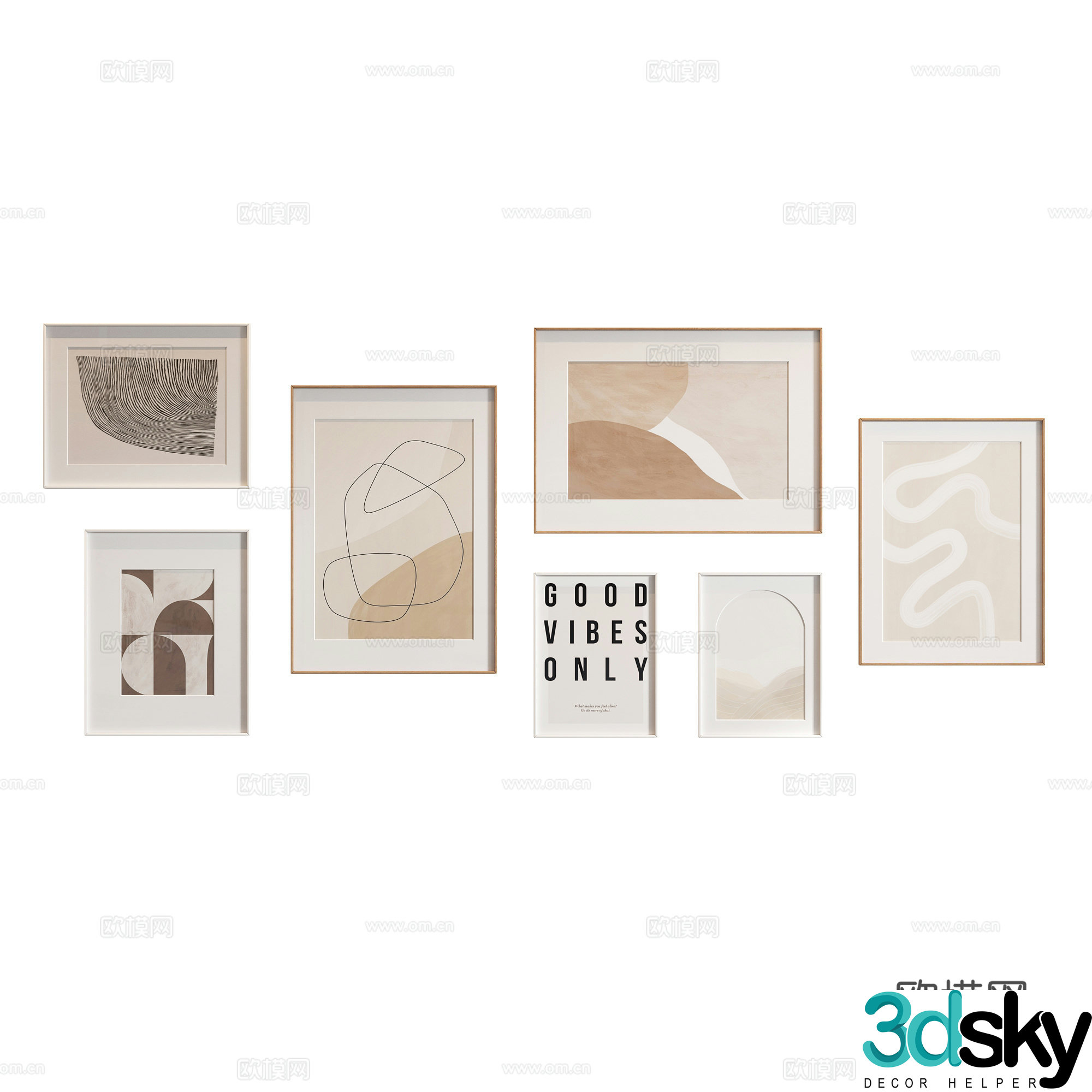 Nordic hanging painting combination 3D model