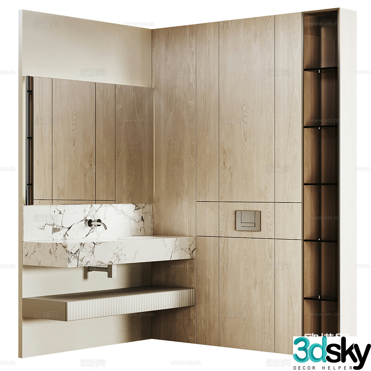 New Chinese style bathroom cabinet 3D model